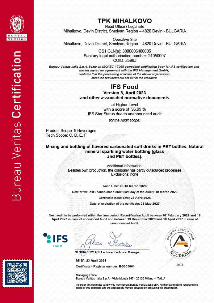 TPK MIHALKOVO Certificate - Register number: BG005061